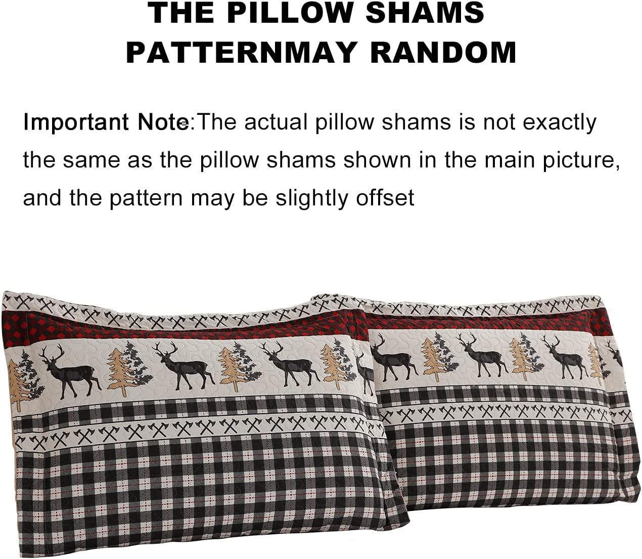 Rustic Quilt Bedding Set King Size Bedspread Coverlet Country Quilts Lodge Cabin Bedding Black White Buffalo Plaid Quilts Forest Elk Moose Lightweight Reversible Quilt Bed Spread with 2 Pillow Shams