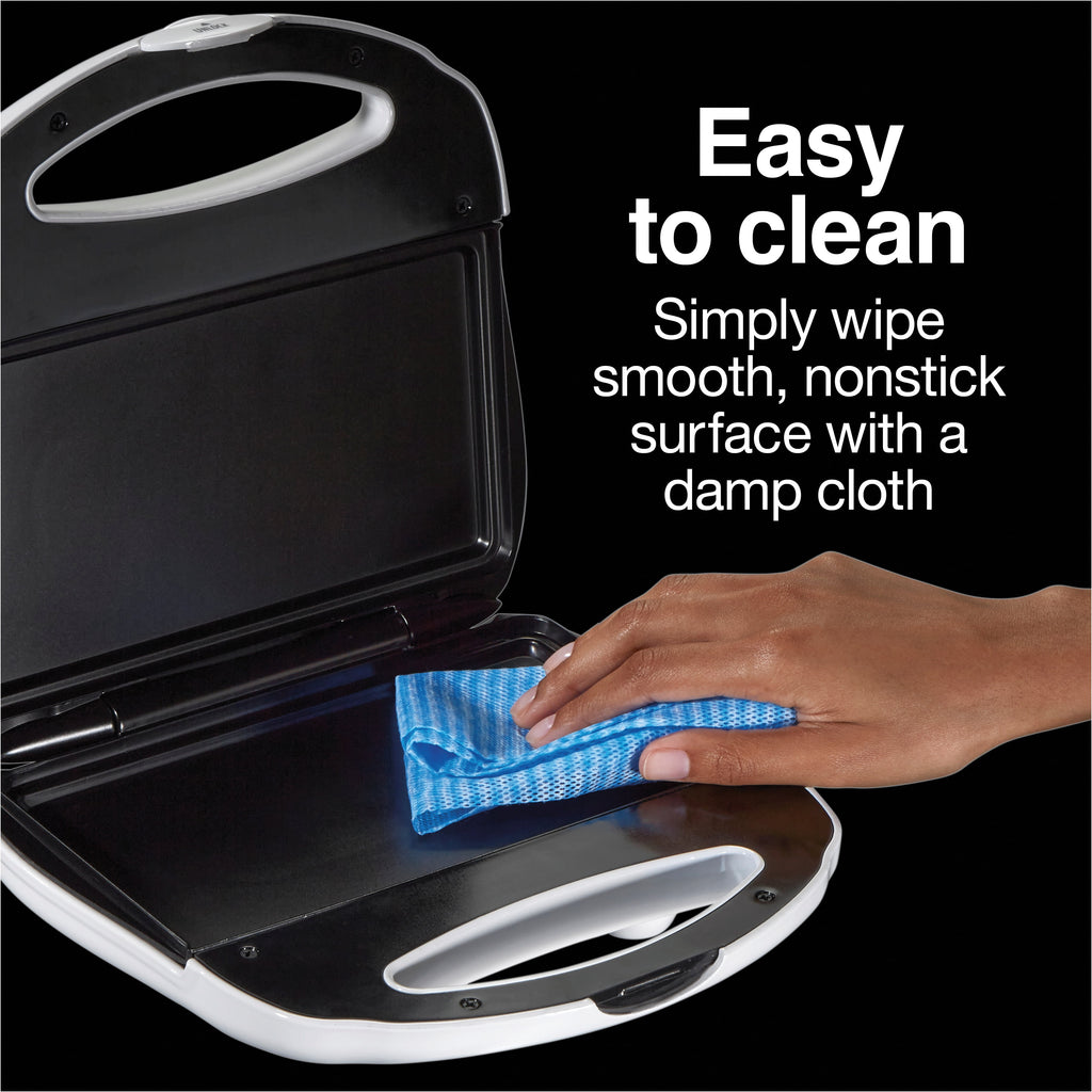 Hot Sandwich Maker with Nonstick Surface, Compact and Easy to Store, White