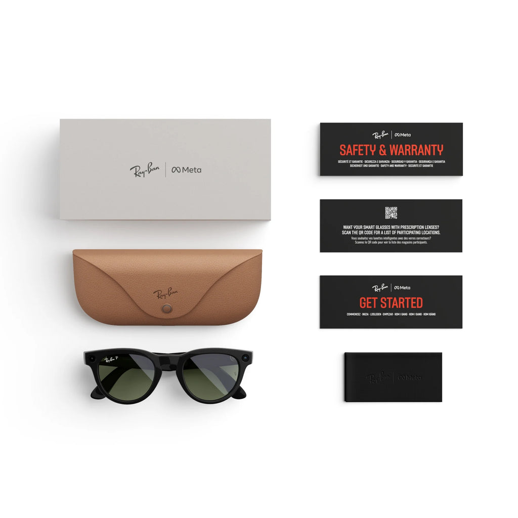 , Headliner Glasses with  AI, Audio, Photo, Video Compatibility, Shiny Black, Green Lenses, Regular Fit