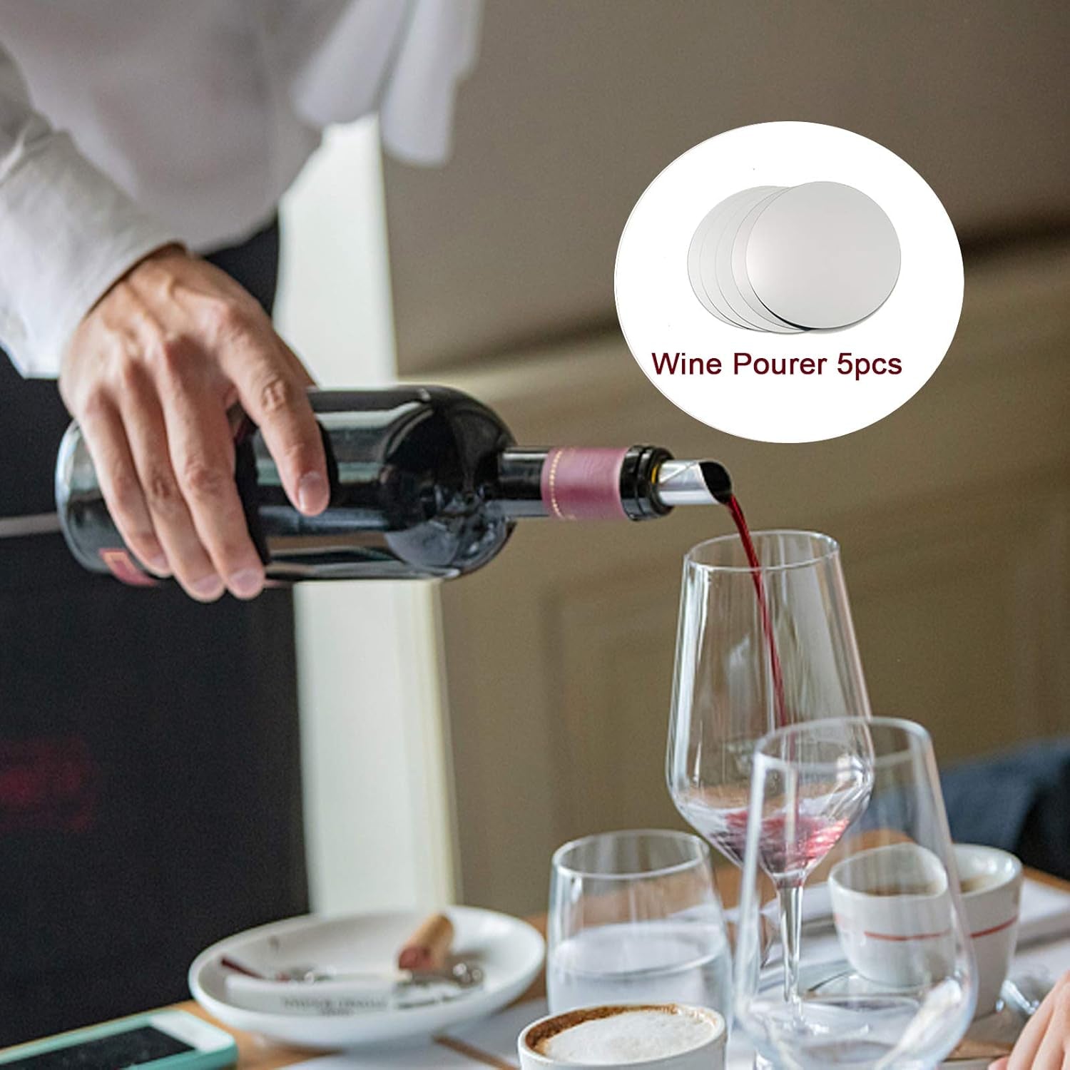 Electric Wine Opener Gift Kit for Wine Lover, Cordless Bottle Opener Automatic Corkscrew for Wine Enthusiast, Set Includes Electric Opener, Foil Cutter, Wine Pourer Disk Spout(Black)