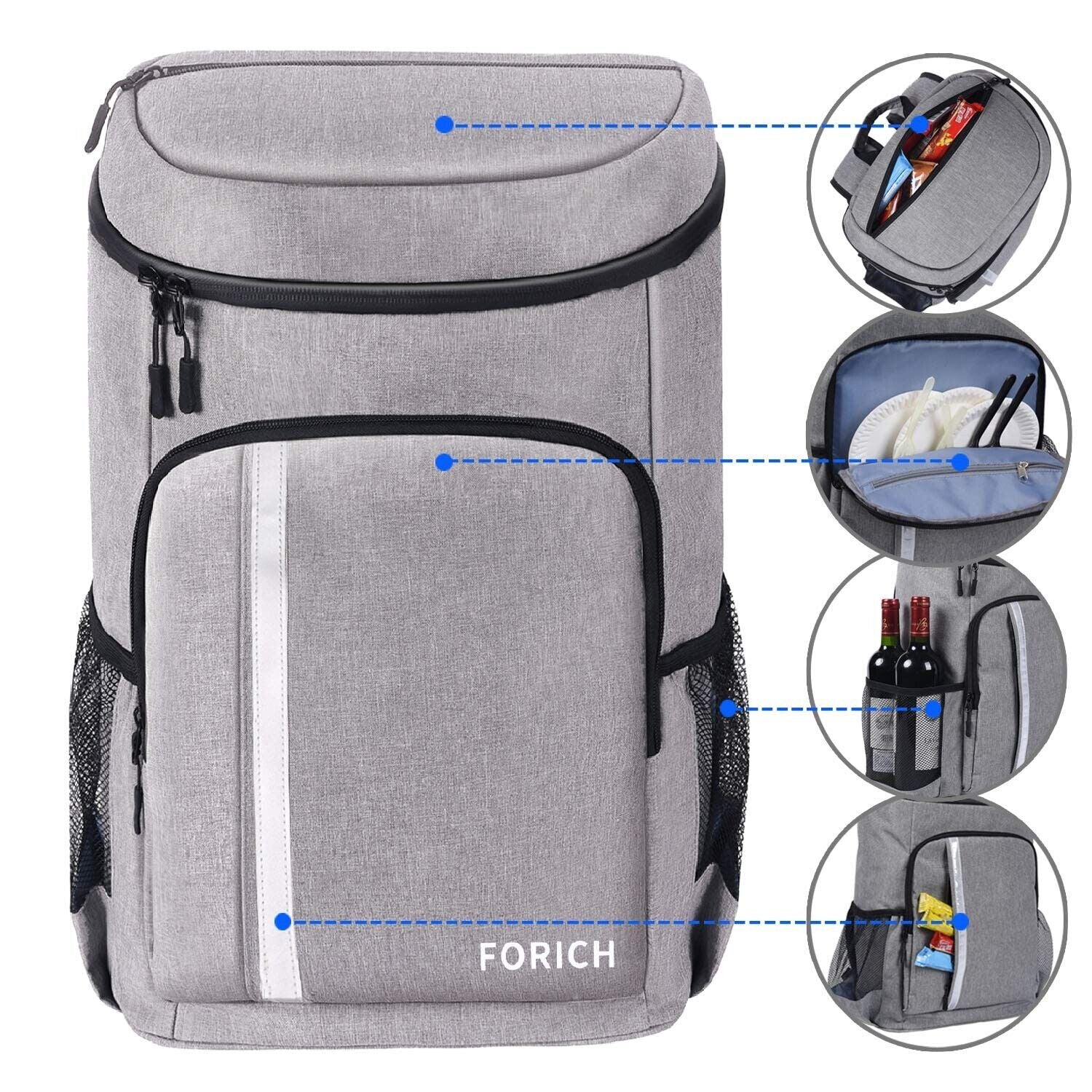 FORICH Backpack Cooler Leakproof Insulated Waterproof Backpack Cooler Bag, Li...