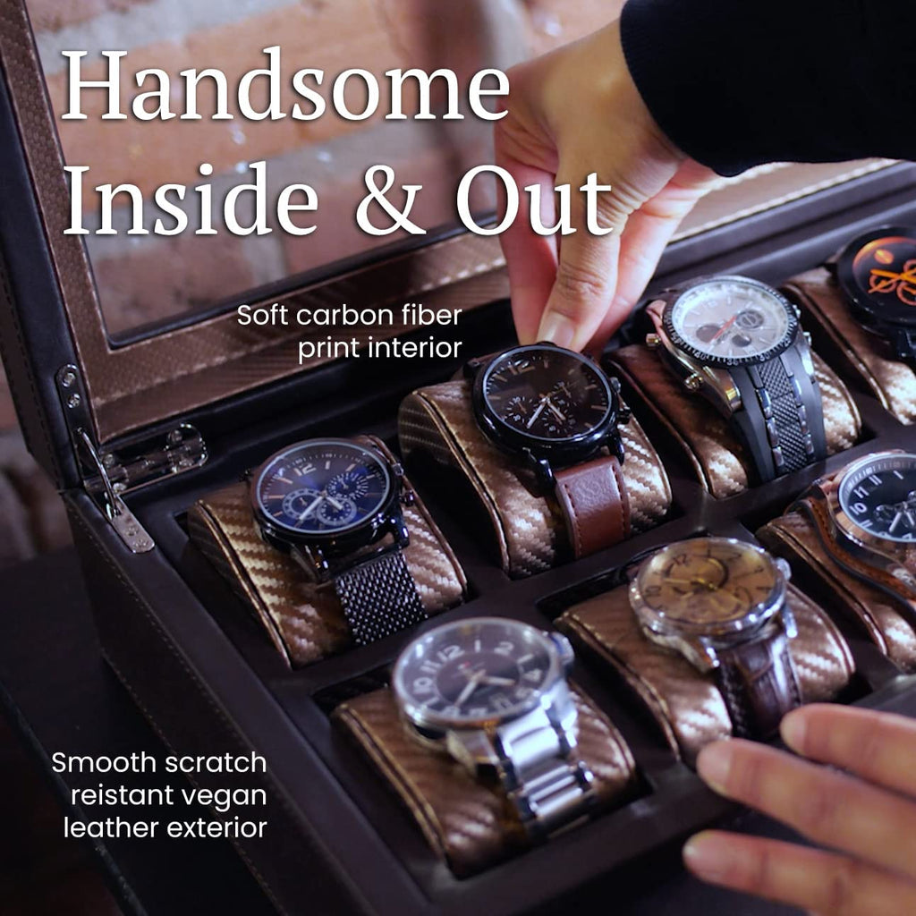 Mariner Mens Watch Box Storage Case Holder, Watch Box for Large Watches, PU Leather Watch Box Organizer for Men, Watch Case for Large Watches, Wrist Watch Display Case, Watch Case Box Men