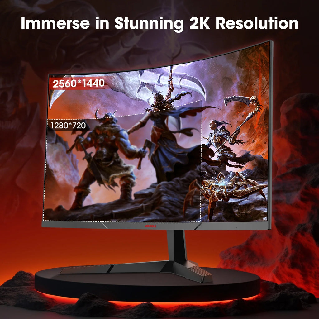 27 Inch 2K Curved Gaming Monitor, 180Hz QHD Computer Monitor, 1Ms Adaptive-Sync, Hdmi/Displayport, 27E6QCA