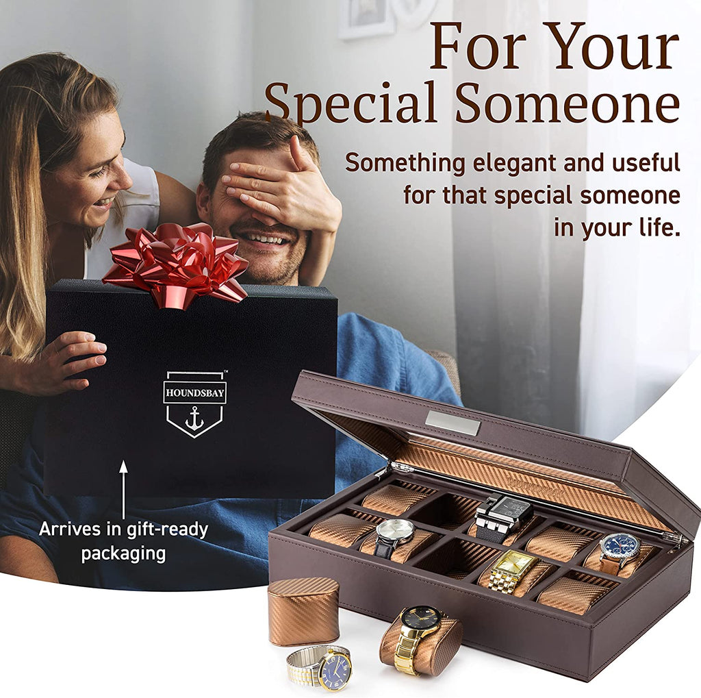 Mariner Mens Watch Box Storage Case Holder, Watch Box for Large Watches, PU Leather Watch Box Organizer for Men, Watch Case for Large Watches, Wrist Watch Display Case, Watch Case Box Men