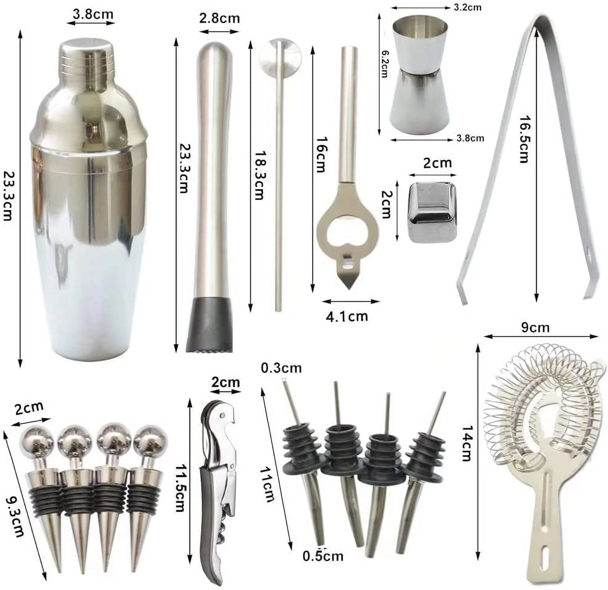 Cocktail Shaker Set with Stand, 24 Pcs 750Ml Stainless Steel Cocktail Bartender Kit with Stand,Perfect Home Bartending Kit and Martini Cocktail Shaker Set for an Awesome Drink Mixing