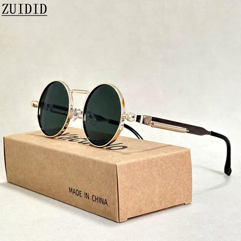 Retro round Punk Sunglasses for Men Vintage Steampunk Sunglasses Women Trendy Fashion Glasses Luxe Gafas De Sol Hombre Zonnebril