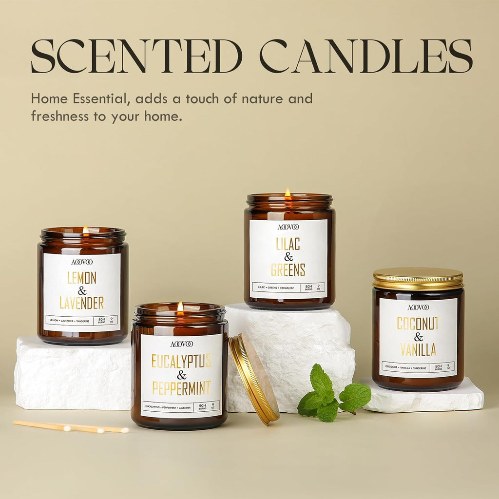 Coconut Vanilla Candles - 9 Oz Scented Candles, Aromatherapy Candle, Soy Candle for Home Scented