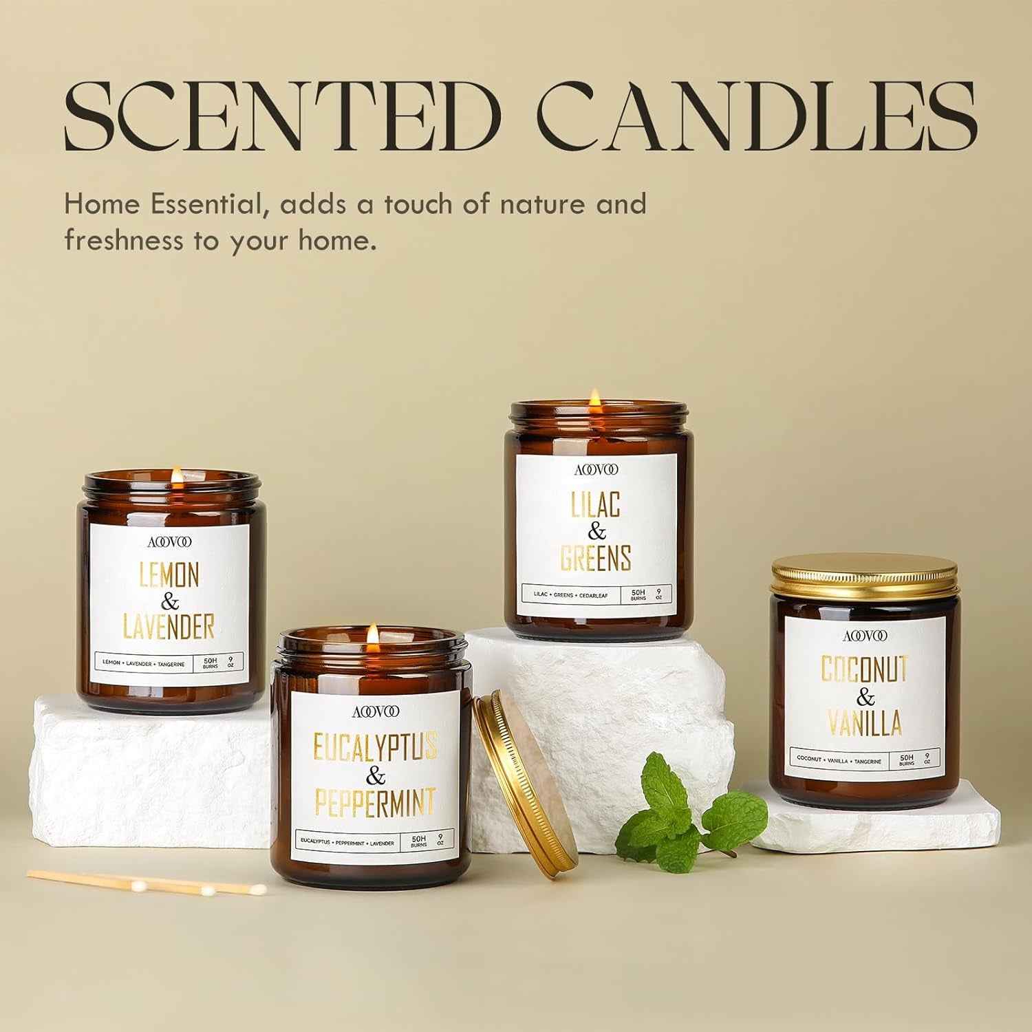 Coconut Vanilla Candles - 9 Oz Scented Candles, Aromatherapy Candle, Soy Candle for Home Scented